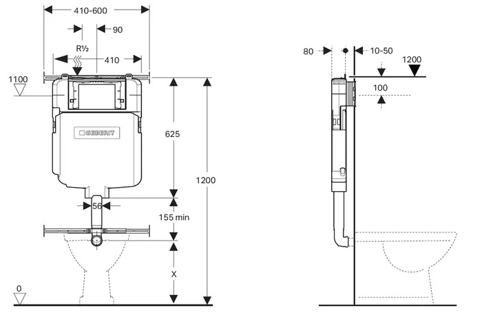 Sigma 8 Concealed Wall Faced Toilet Cistern - Image 2