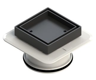 Bermuda Mega Square Tile Insert Floor Waste 100mm Matte Black