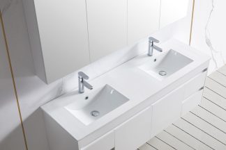 Wall Hung PVC Vanity 1500 Finger Pull Double Bowl