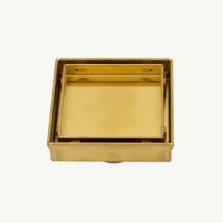 Radiant Square Tile Insert Floor Grate 100mm Brushed Gold - 74mm
