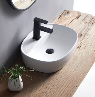 Naga Above Counter Basin with Tap Hole Gloss White