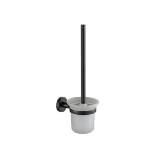 Rund Glass Toilet Brush Holder Matte Black