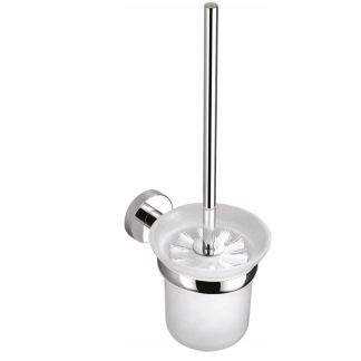 Rund Glass Toilet Brush Holder Chrome