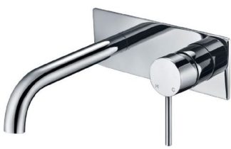 Rund Wall Mixer Basin Bath with Curved Spout Chrome