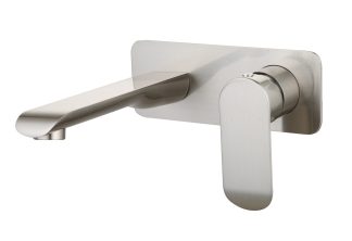 Oval Wall Basin Bath Mixer with Spout Brushed Nickel