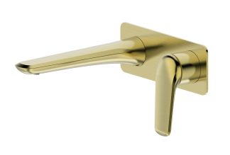 Berlin Square Basin Bath Wall Mixer Brushed Gold