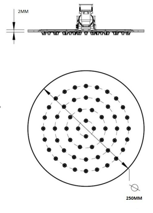 Rund Round Shower Head 250mm Stainless Steel - Image 2