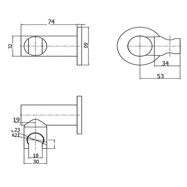 Rund Round Shower On Bracket Chrome - Image 2