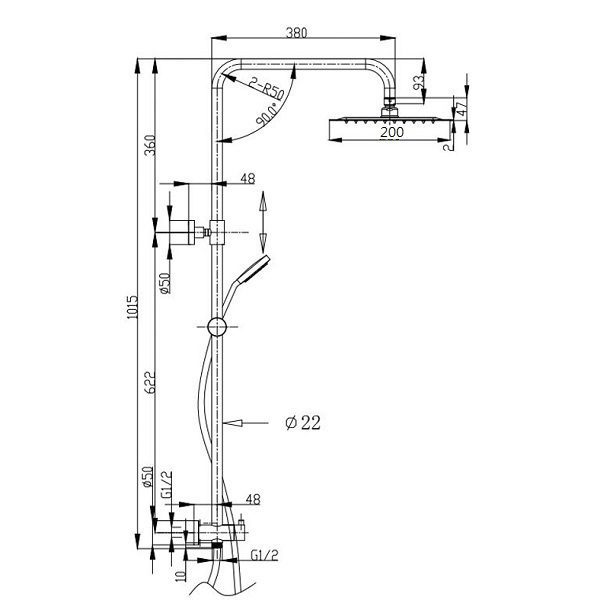 Rund Multifunction Shower Combo Double Hose Matte Black - Image 2