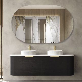 Bondi Black Oak Curve 1500 Wall Hung Vanity