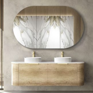 Bondi Natural Oak Curve 1500 Wall Hung Vanity