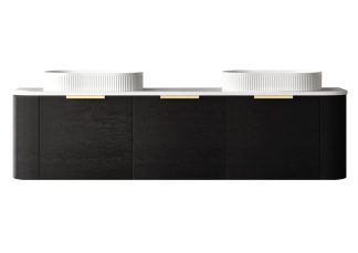 Bondi Black Oak Curve 1800 Wall Hung Vanity