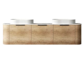 Bondi Natural Oak Curve 1800 Wall Hung Vanity