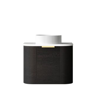 Bondi Black Oak Curve 600 Wall Hung Vanity