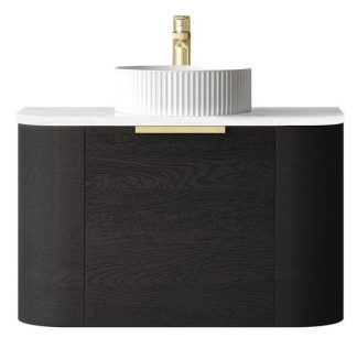 Bondi Black Oak Curve 750 Wall Hung Vanity