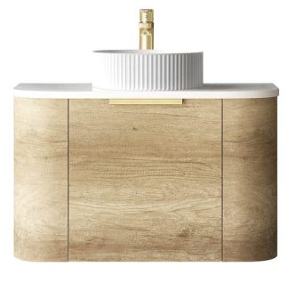 Bondi Natural Oak Curve 750 Wall Hung Vanity