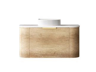 Bondi Natural Oak Curve 900 Wall Hung Vanity