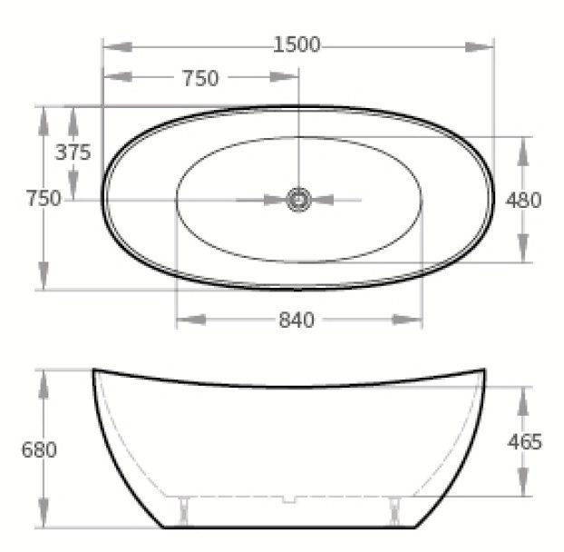 Gubbio 1500mm Double High Back Freestanding Bath - Image 3