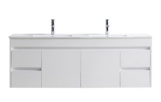 Wall Hung PVC Vanity 1500 Finger Pull Double Bowl