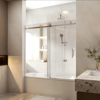 Frameless Sliding Bath Screen 1450-1550 Chrome