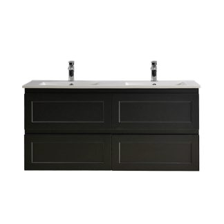 Fremantle 1200 Wall Hung Vanity Matte Black Double Bowl