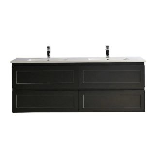 Fremantle 1500 Wall Hung Vanity Matte Black Double Bowl