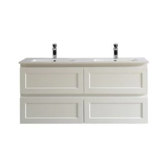 Fremantle 1200 Wall Hung Vanity Matte White Double Bowl