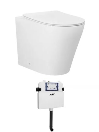 Alzano Hurricane Rimless Flushing Wall Faced Toilet Suite Gloss White