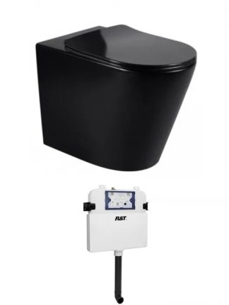 Alzano Hurricane Rimless Flushing Wall Faced Toilet Suite Matte Black