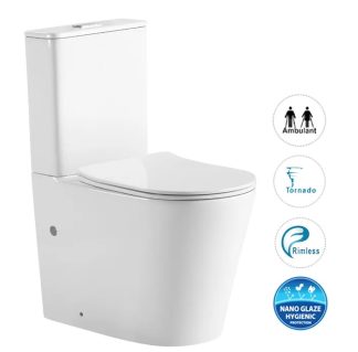 Radiant Rimless Tornado Back To Wall Toilet Suite Gloss White