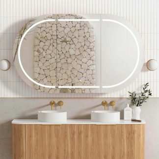 Bondi Led Shaving Cabinet 1500 x 900 Natural Oak Premium Edition