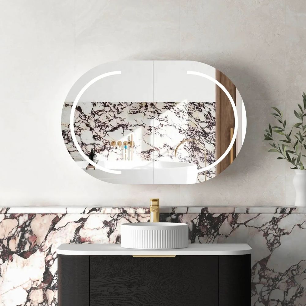 Bondi Led Shaving Cabinet Premium Edition Black Oak 900 x 600 - Image 2
