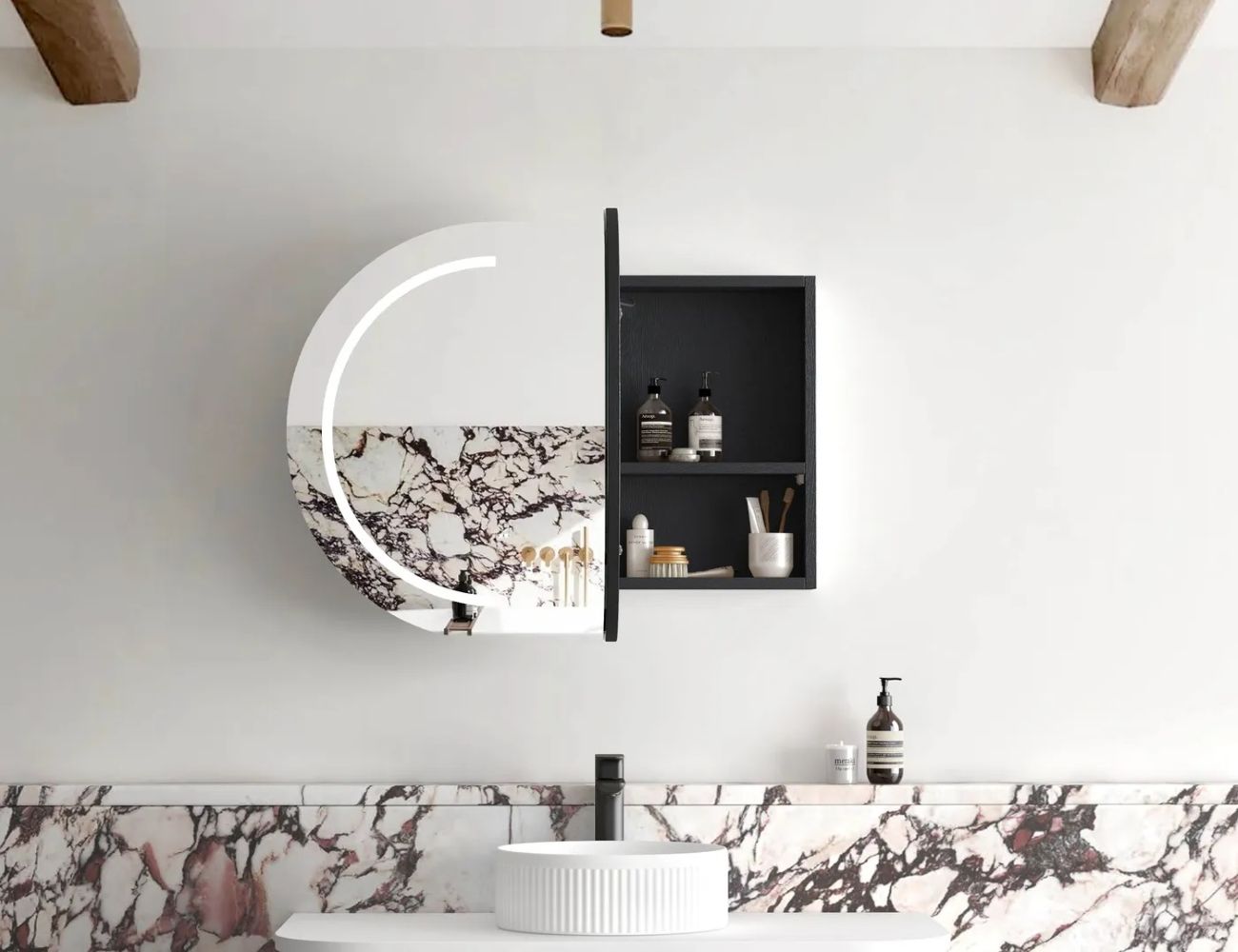 Bondi Led Shaving Cabinet Premium Edition Black Oak 900 x 600 - Image 3