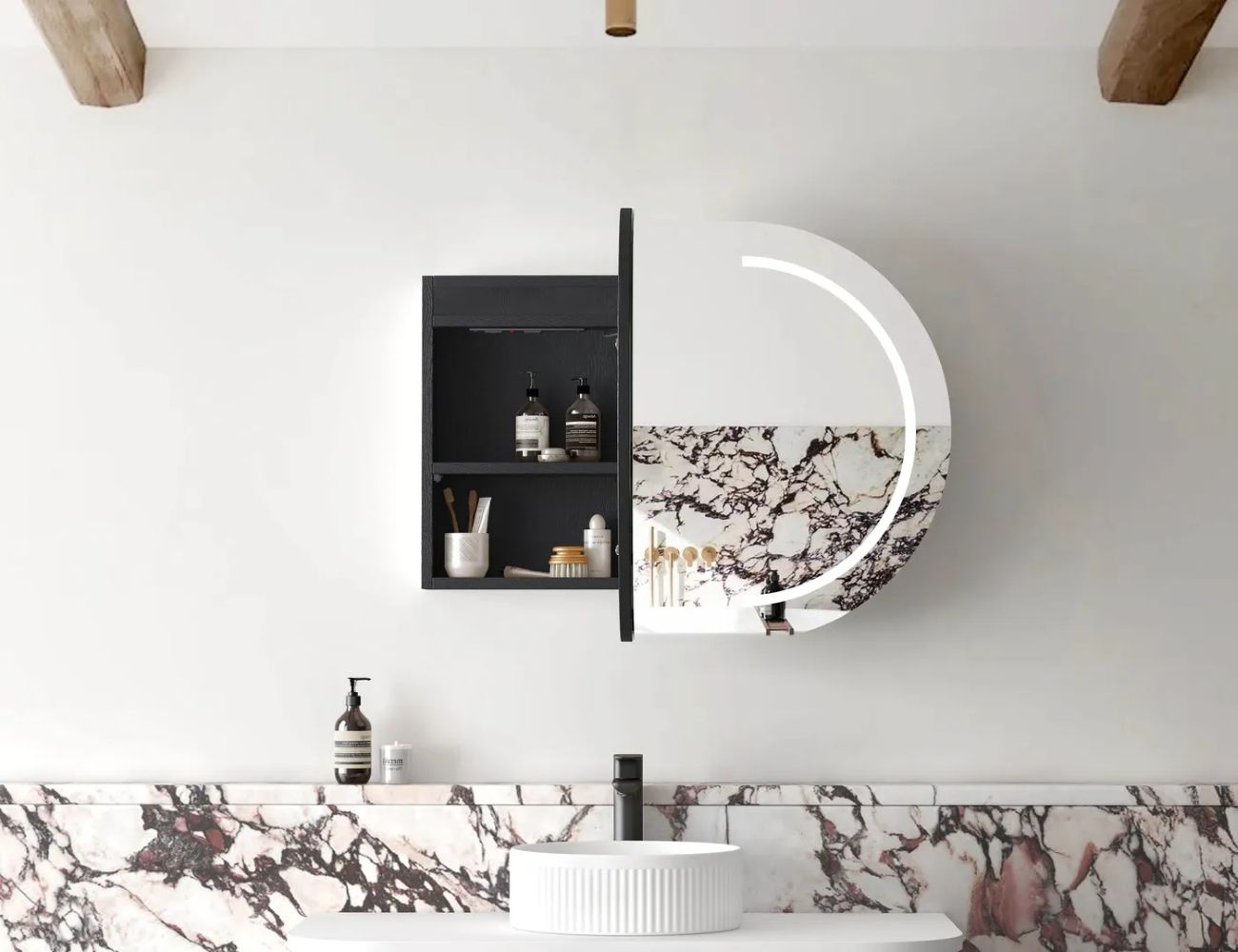 Bondi Led Shaving Cabinet Premium Edition Black Oak 900 x 600 - Image 5