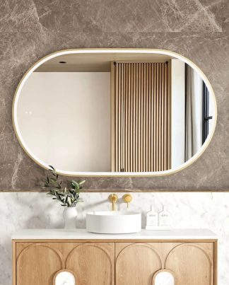Noosa Matte Gold Metal Frame Led Mirror 1200 x 750