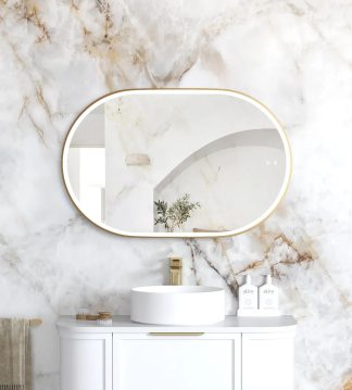 Noosa Gold Metal Frame Led Mirror 900 x 600