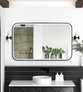 Newport Matte Black Metal Frame Led Mirror 1200 x 750