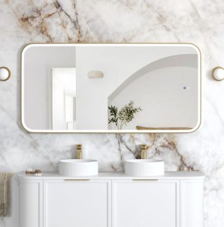 Newport Gold Metal Frame Led Mirror 1500 x 750