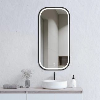 Newport Black Frame LED Mirror 900 x 450