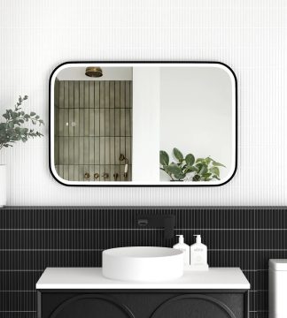 Newport Matte Black Metal Frame Led Mirror 900 x 600