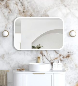 Newport White Metal Frame Led Mirror 900 x 600