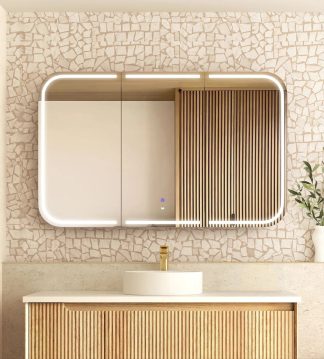 Newport Led Shaving Cabinet 1200 x 750 Natural Oak Premium Edition