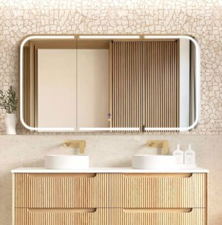 Newport Led Shaving Cabinet 1500 x 750 Natural Oak Premium Edition