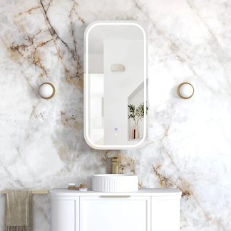 Newport Led Shaving Cabinet 450 x 900 Matte White Premium Edition