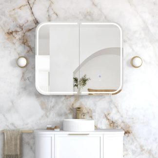 Newport Led Shaving Cabinet 900 x 750 Matte White Premium Edition