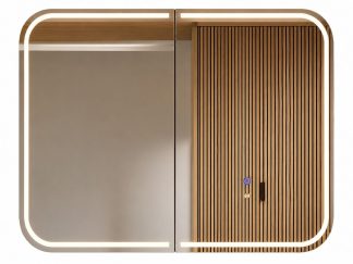Newport Led Shaving Cabinet 900 x 750 Natural Oak Premium Edition