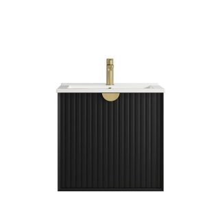 Marlo Wave Matte Black 600 Wall Hung Vanity
