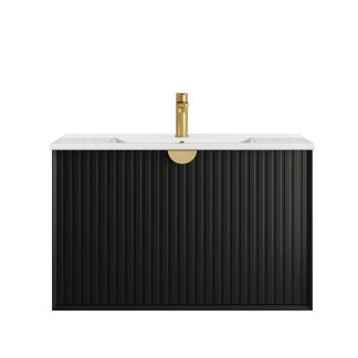 Marlo Wave Matte Black 900 Wall Hung Vanity