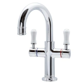 Sylva Twinner Basin Mixer Chrome-White