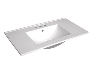 Ceramic 900mm Vanity Top 3 Tap Holes White